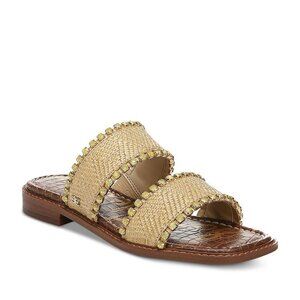 Nib Sam Edelman Hopie Slide Woven Sandals in Natural/Gold
